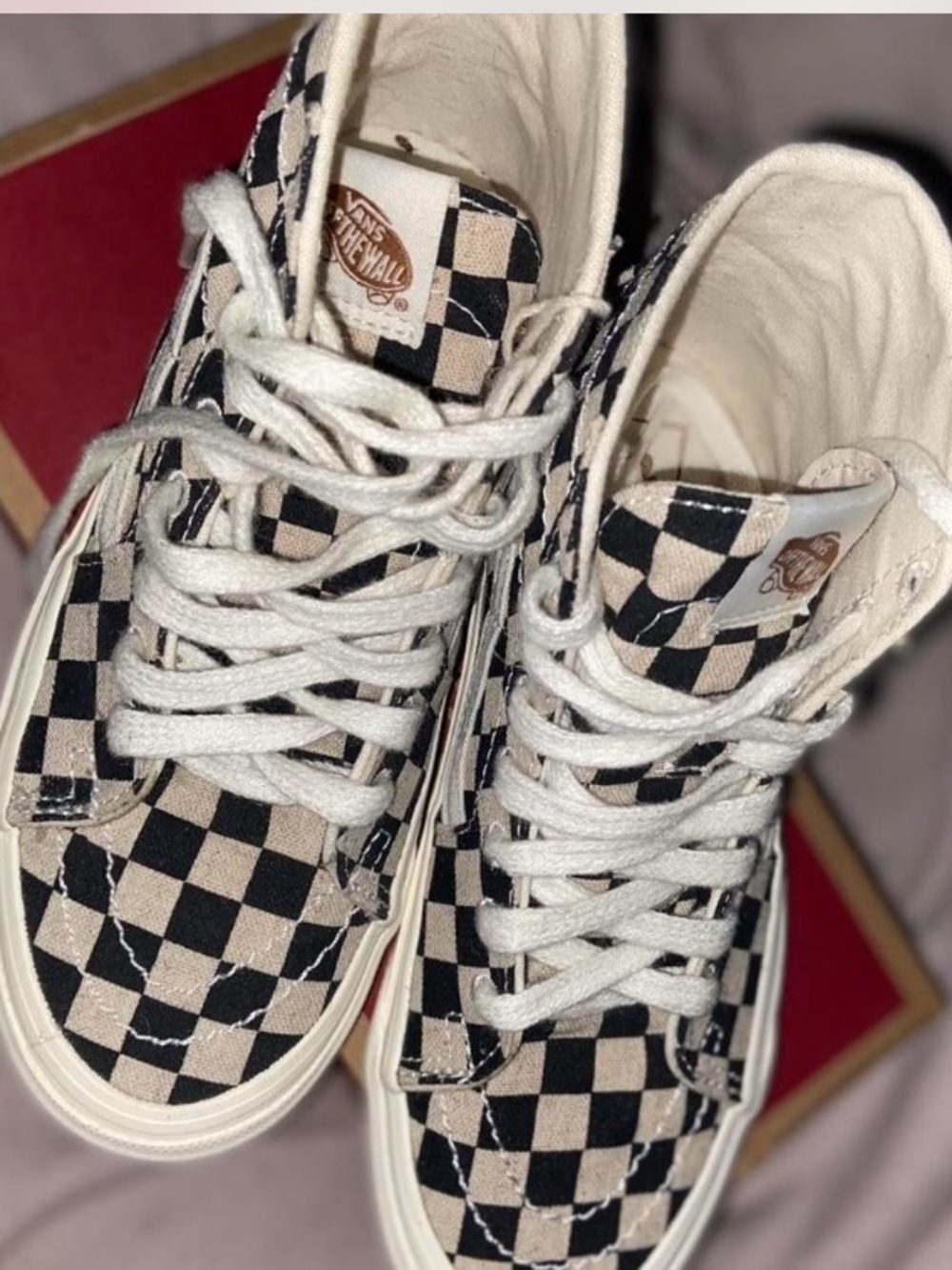 Vans Eco-Theory Checkerboard High-Top Sneakers in Black and Cream~NWB